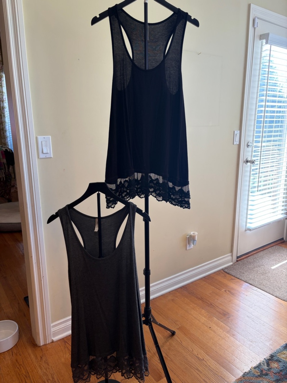 Emerald Black Lace-Hem Racerback Tank Top